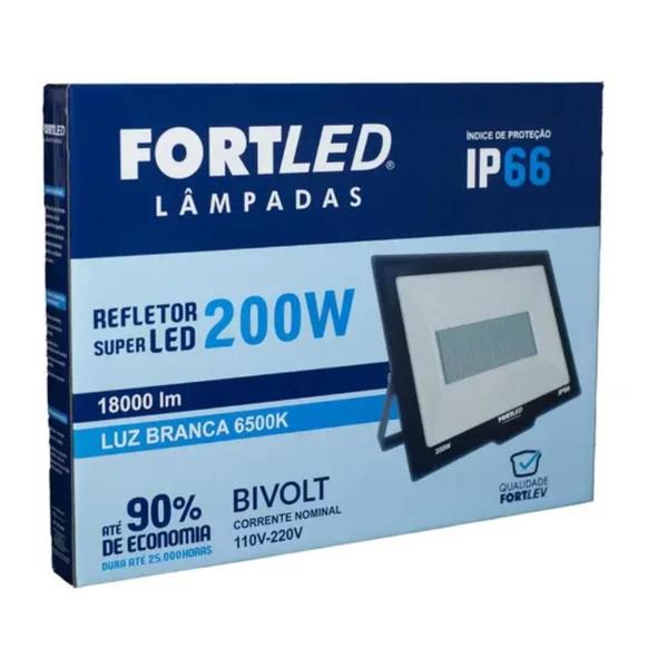 Imagem de Kit C/ 02 Refletores de Led 200W Luz Branca 110/220V 25.000h - Fortled