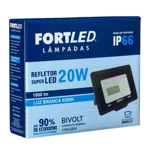 Imagem de Kit C/ 02 Refletores de Led 20W Luz Branca 110/220V - Fortled