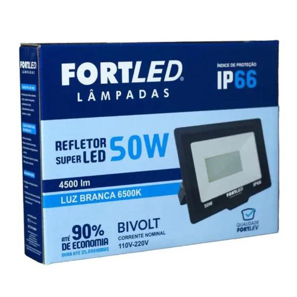 Imagem de Kit C/02 Refletores de Led 50W Luz Branca 110/220V - Fortled