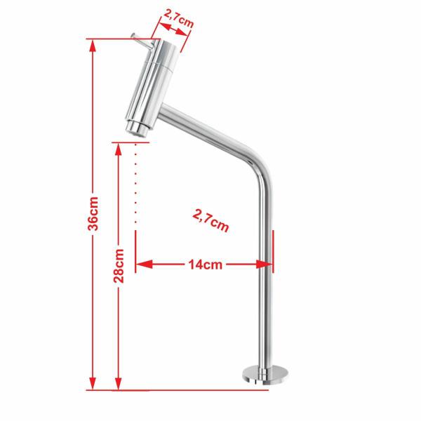 Imagem de Kit C/02 Torneiras P/Lavatório Pratika 45 1/4 Volta Bica Alta 36cm Metal Cromado