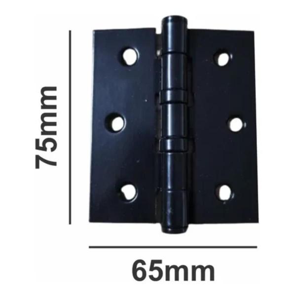 Imagem de Kit C/03 Dobradiça Rolamento Para Porta 3 X 2,5 Preta