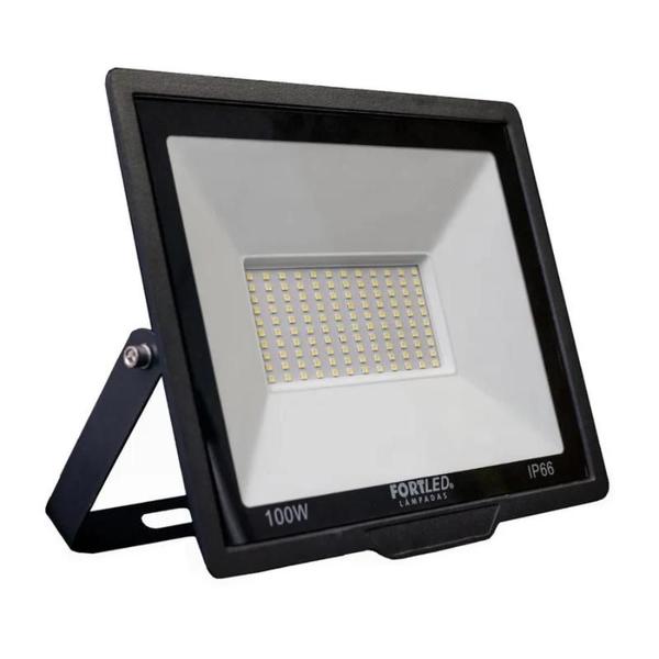 Imagem de Kit C/ 03 Refletores de Led 100W Luz Branca 110/220V 25.000h - Fortled