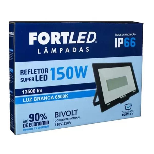 Imagem de Kit C/ 05 Refletores de Led 150W Luz Branca 110/220V 25.000h - Fortled