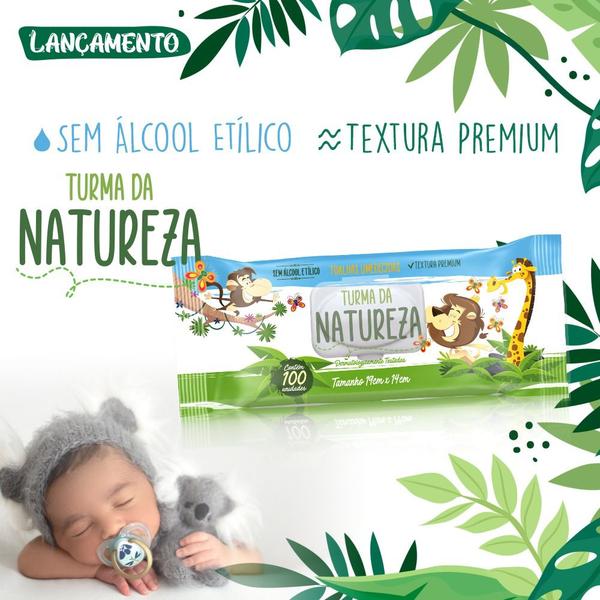 Imagem de Kit C/08 Lenço Umedecido Turma da Natureza - 100 Unidades