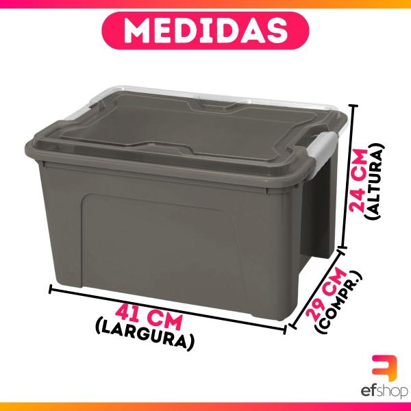 Imagem de Kit C/ 10 Caixas Organizadora Com Trava 20l Grande Transparente Ou Sólida