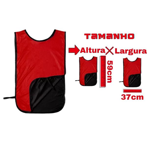 Imagem de Kit C/10 Coletes de Futebol Treino Jogo Dupla Face Vermelho/Preto 1 Fit