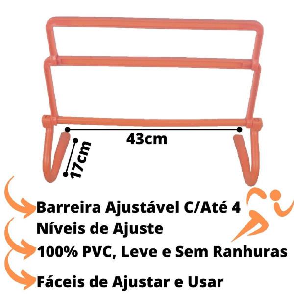 Imagem de Kit C/10 Cones Demarcatórios + 4 Barreiras de Salto Obstáculos C/Até4Alturas