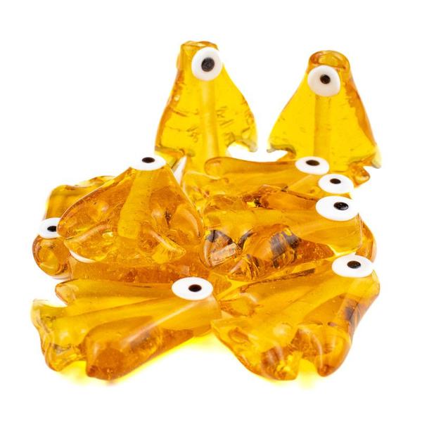 Imagem de Kit c/ 10 Firmas de Peixe Oxum Amarelo 30 mm Murano Guias