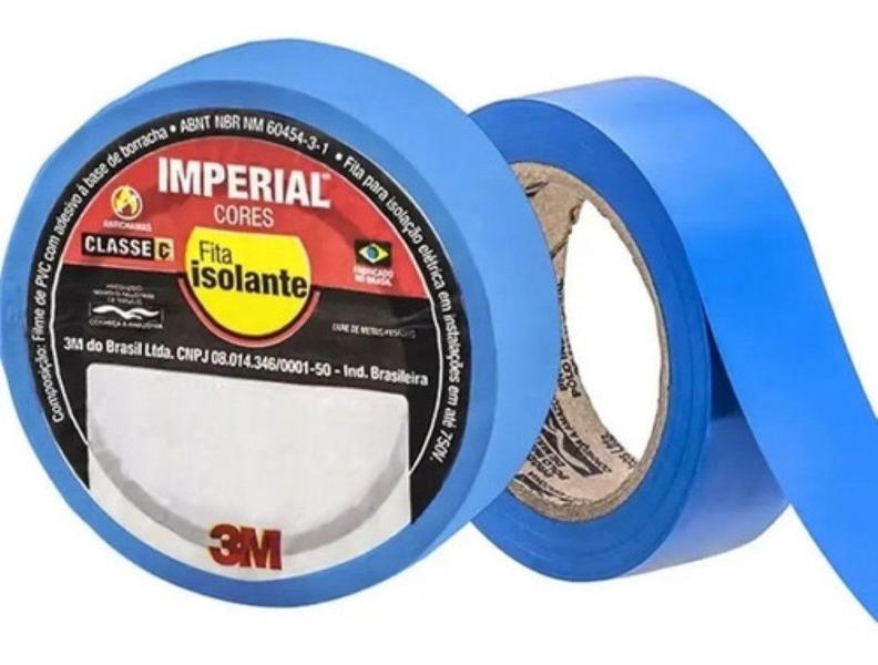 Imagem de Kit c/ 10 Fita Isolante Imperial Azul 18mm x 10m 3M