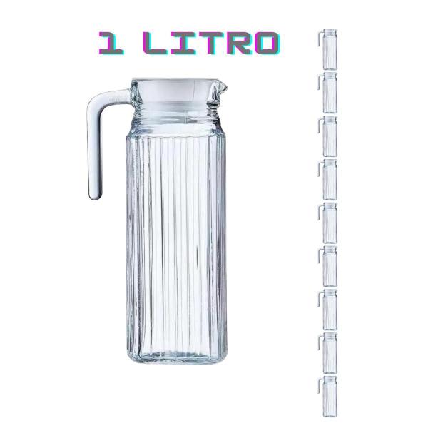 Imagem de Kit C/10 Jarras Suiça De Vidro Transparente 1L Praticasa