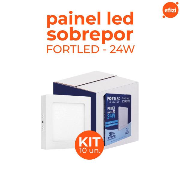 Imagem de Kit c/ 10 paineis led sobrepor 24w quadrado - fortled