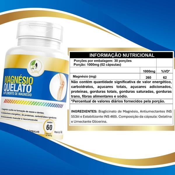 Imagem de KIT C/10 Un Magnésio Quelato Mg Puro Premium 260mg 60 Cápsulas - Fits Life