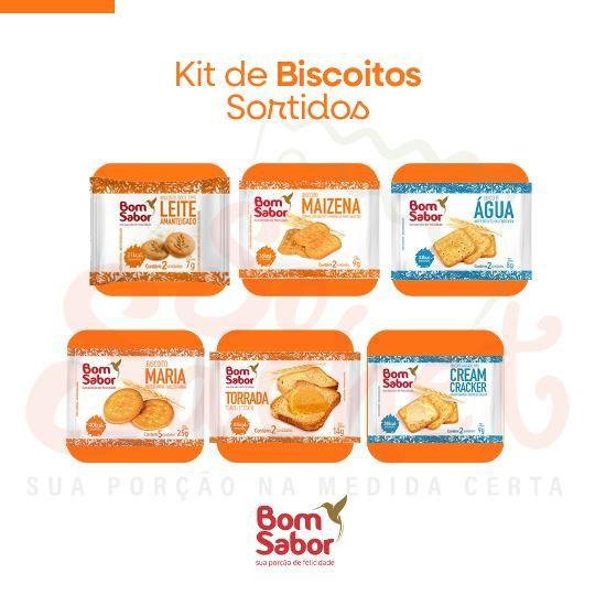 Imagem de Kit c/ 100 unidades biscoitos sortidos bom sabor sachê