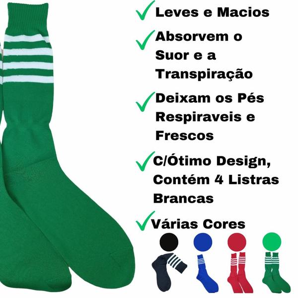 Imagem de Kit C/11 Pares Meião Futebol Profissional Liso 40/45 1 Fit