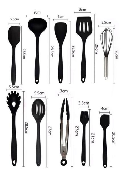 Imagem de Kit C/11 Peças Utensílios De Cozinha Silicone .