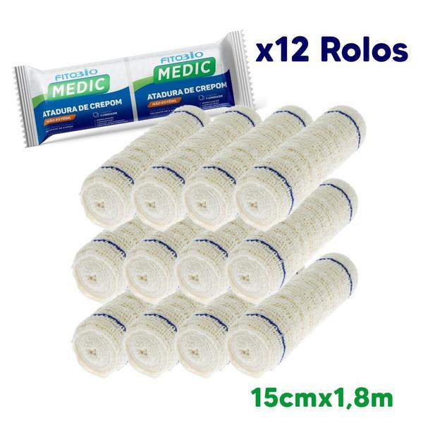 Imagem de Kit C/12 Atadura de Crepom da Fitobio 15cm X 1.80m - 13 Fios