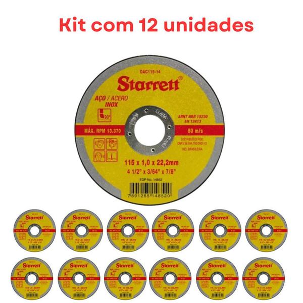 Imagem de Kit C/12 Disco De Corte Para Metal/Aço Inox 4.1/2" Starrett 