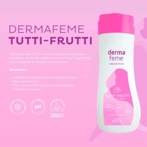 Imagem de Kit c/ 12 Packs - Sabonete Íntimo Dermafeme Tutti-Frutti 200ml