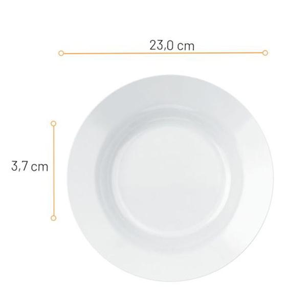 Imagem de Kit c/12 Pratos Opaline Menu Fundo 23cm Vidro Branco Nadir