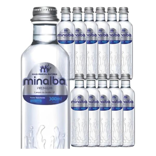 Kit c/ 12und Água Mineral S/ Gás PREMIUM MINALBA Vidro 300ml Imagem de Kit c/ 12und Água Mineral S/ Gás PREMIUM MINALBA Vidro 300ml