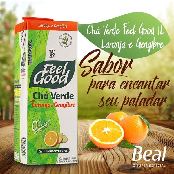 Imagem de Kit c/ 12und Chá Verde Laranja com Gengibre FEEL GOOD 1L