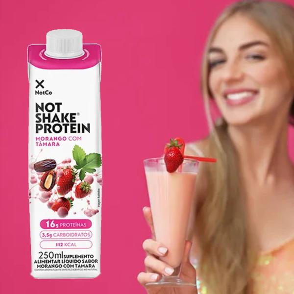 Imagem de Kit c/ 12und NOT SHAKE Protein 16g Morango c/ Tâmara 250ml