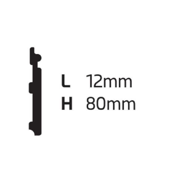 Imagem de Kit c/15 barras Rodapé de Poliestireno MD8 12mm x 244cm x 8cm 36m