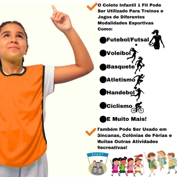 Imagem de Kit C/15 Coletes Infantil de Futebol Treino Jogo 1 Fit