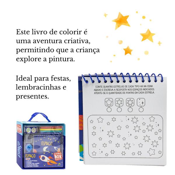 Imagem de Kit C/ 15 Livro-Box - Espaço - C/ Canetas E Acess. Atividades Lembrancinha Aniversário