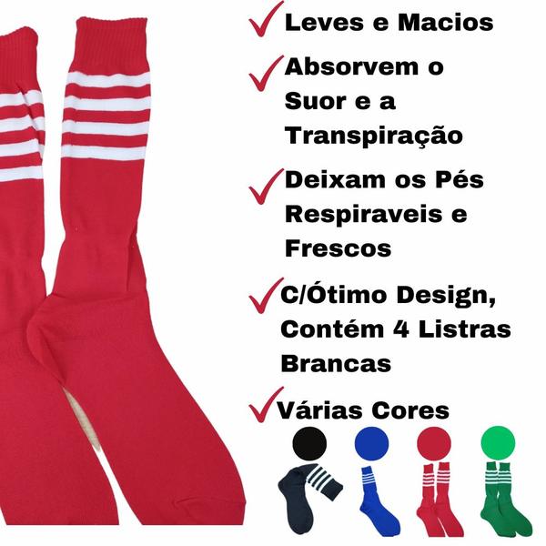 Imagem de Kit C/15 Pares Meião Futebol Profissional Liso Tamanho Único 40/45 1 Fit