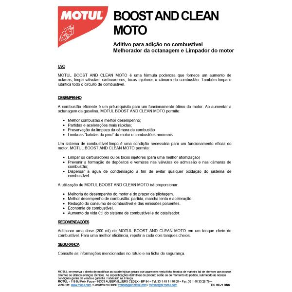 Imagem de Kit c/ 2 Aditivos de Limpeza e Melhoria p/ Combustível Gasolina Motul Boost And Clean Moto