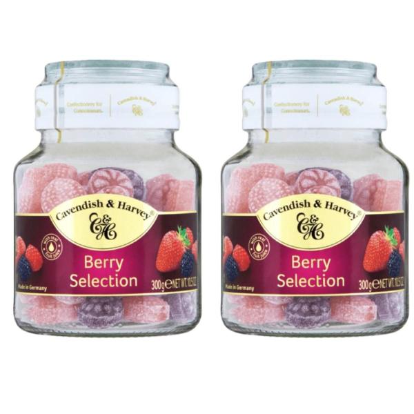 Imagem de Kit c/ 2 Bala Alemã Importada Frutas Berry Selection Cavendish & Harvey 300g Pote de Vidro