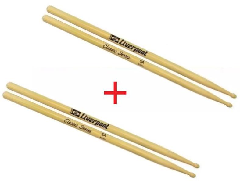 Kit C/2 Baquetas / Classic Series / 5A / ponta em MADEIRA / LIVERPOOL Imagem de Kit C/2 Baquetas / Classic Series / 5A / ponta em MADEIRA / LIVERPOOL