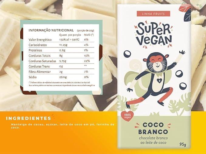 Imagem de Kit c/ 2 Barra de Chocolate Branco Vegano ao Leite de Coco Super Vegan 95g