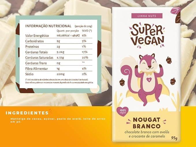 Imagem de Kit c/ 2 Barra de Chocolate Branco Vegano Nougat Crocante de Caramelo Super Vegan 95g