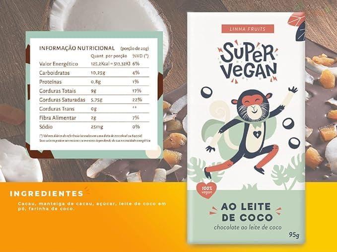 Imagem de Kit c/ 2 Barra de Chocolate Vegano de Coco Super Vegan 95g