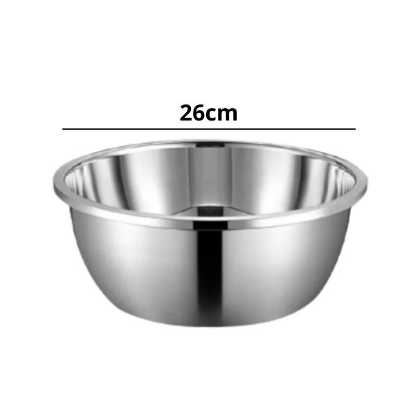 Imagem de Kit c/ 2 Bowls Tigela de Aço Inox 24cm e 26cm Premium Aço Escovado Reforçado para Massas Salada Saladeira Marinar