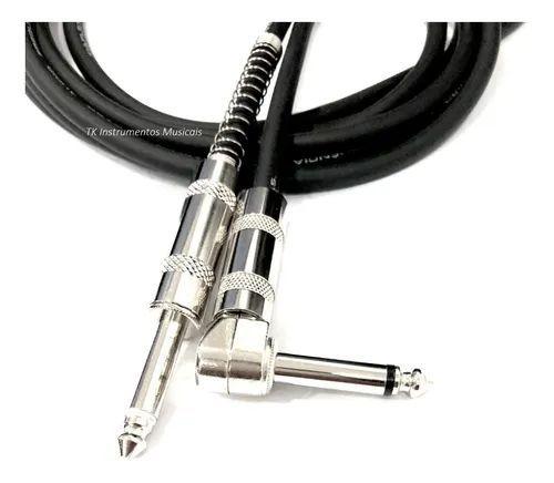 Kit c/2 Cabos P10 M X P10 L 90-- 3 Metros -- Guitarra, Baixo, Violão, Cavaquinho, Ukulele, Banjo, Teclado - Tiaflex Imagem de Kit c/2 Cabos P10 M X P10 L 90-- 3 Metros -- Guitarra, Baixo, Violão, Cavaquinho, Ukulele, Banjo, Teclado
