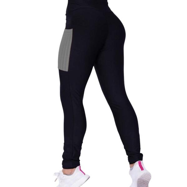 Imagem de Kit c/ 2 CALÇAS LEG Legging COM BOLSOS Cintura Alta Fitness Treino Casual Corrida Academia 1028