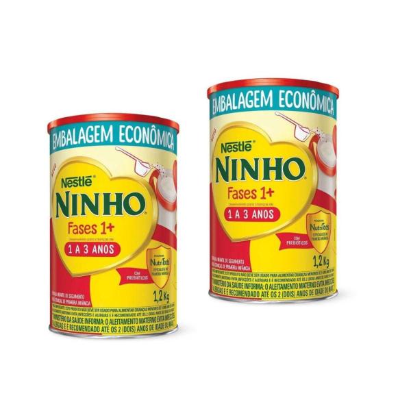 Kit C/2 Composto Lácteo Infantil Em Pó Nestlé Ninho Fases 1+ 1.2kg Imagem de Kit C/2 Composto Lácteo Infantil Em Pó Nestlé Ninho Fases 1+ 1.2kg