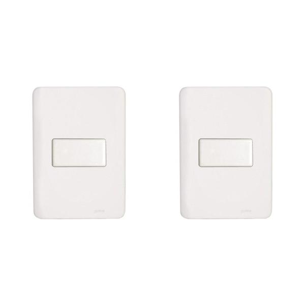 Imagem de Kit C/2 - Conjunto Perlex Aros 4X2 Branco Com Placa(1Simp...