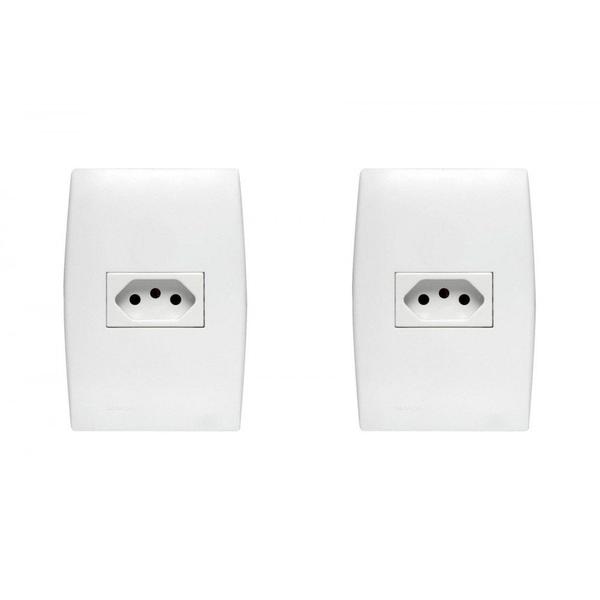 Imagem de Kit C/2 - Conjunto Soprano Ilus 4X2 Branco Com Placa(1Tomada  ..