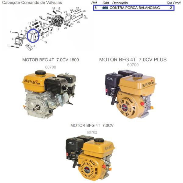 Imagem de Kit C/ 2 Contra Porca Balancim M6x0.75 do Motor 2.8 à 15.0cv