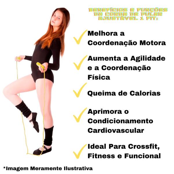 Imagem de Kit C/2 Cordas de Pular Ajustável Exercício Funcional Fitness Funcional Cores