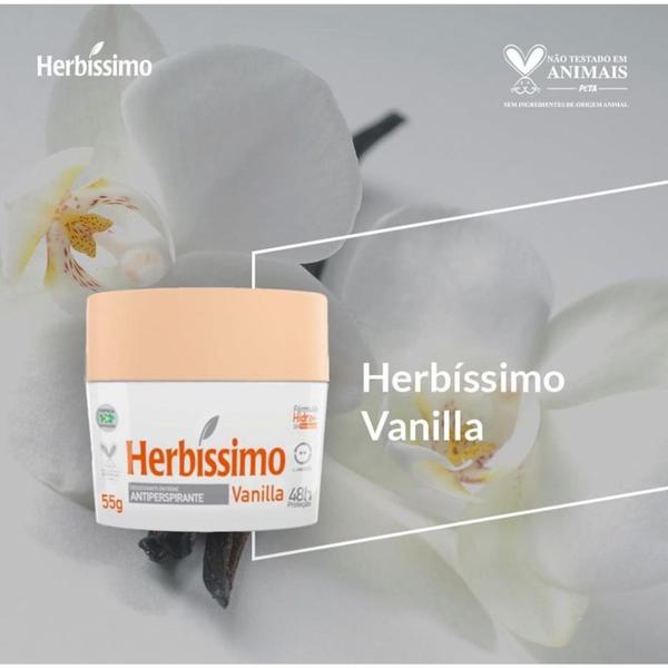 Imagem de Kit C/2 Desodorantes Creme Antitranspirante Herbíssimo Vanilla 55g