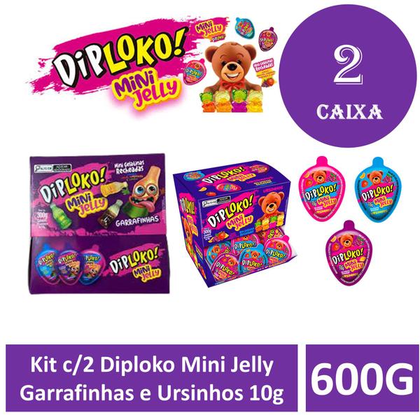 Imagem de Kit c/2 Diploko Mini Jelly  Garrafinhas e Ursinhos 300g