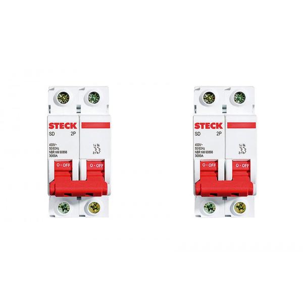 Imagem de Kit C/2 - Disjuntor Steck Din Bipolar 10A Sd62 C 3Ka