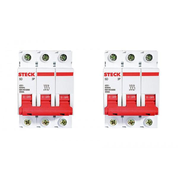 Imagem de Kit C/2 - Disjuntor Steck Din Tripolar 25A Sd63 3Ka