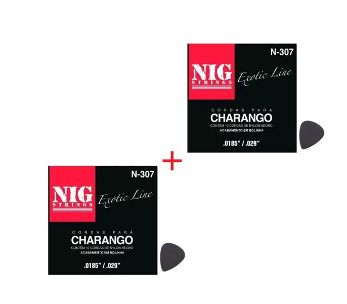 Kit c/2 Encordoamento NIG para CHARANGO nylon preto c/ bolinha - N307 Imagem de Kit c/2 Encordoamento NIG para CHARANGO nylon preto c/ bolinha - N307