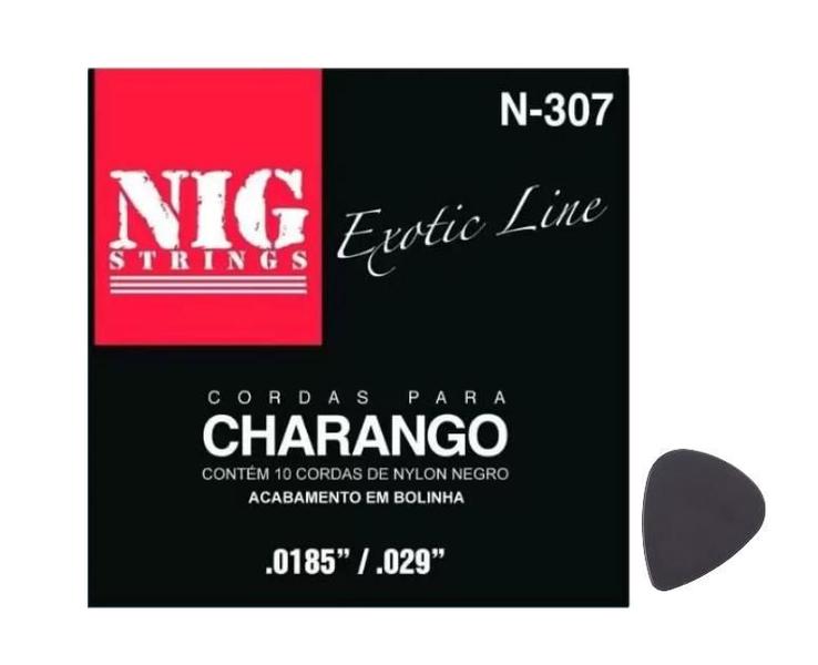 Kit c/2 Encordoamento NIG para CHARANGO nylon preto c/ bolinha - N307 Imagem de Kit c/2 Encordoamento NIG para CHARANGO nylon preto c/ bolinha - N307